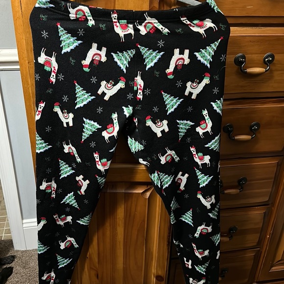 Fleece lined llama Christmas leggings - Picture 1 of 2